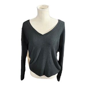 By Anthropologie Women Black Seamless Off-the-Shoulder Long Sleeve Top Sz Sm EUC